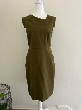 J. Crew Olive Green Cap Sleeve Sheath Dress